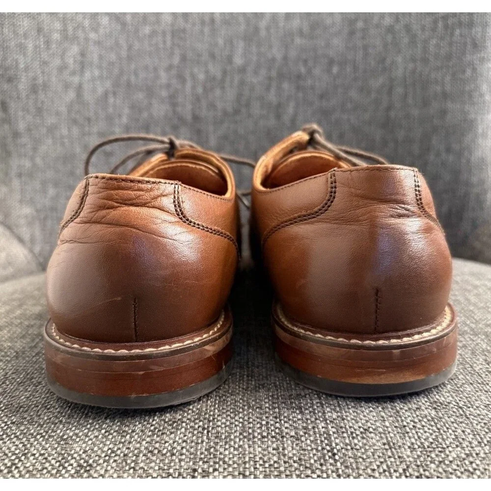 Stacy Adams Marlton Plain Toe Oxford Mens 8.5M Brown Cognac Leather Dress Shoes